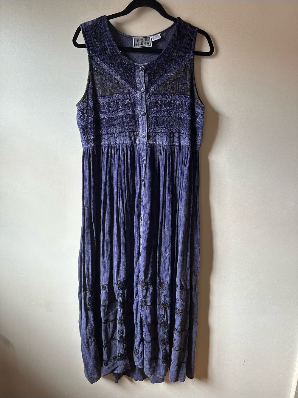 Vintage 90s MPH Purple Sleeveless Button Up Maxi Dress